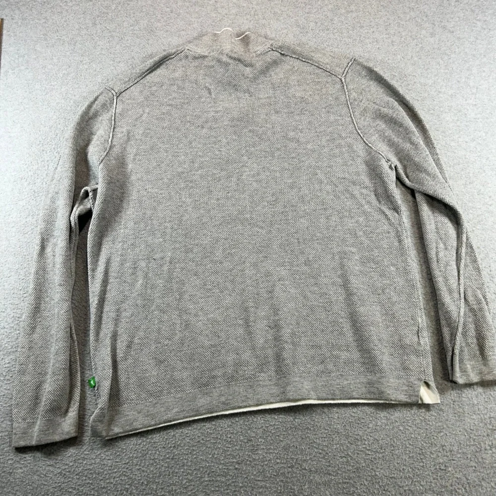 Tommy Bahama Quarter Zip Sweater Mens XL Grey Cotton Cashmere Mock Neck Textured